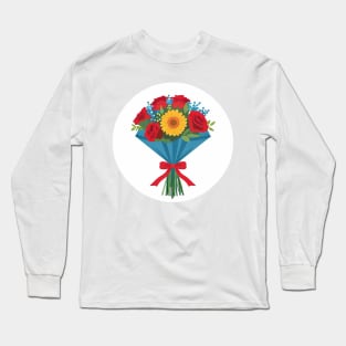 Lovely Bouquet of red, blue, and yellow flowers. Long Sleeve T-Shirt